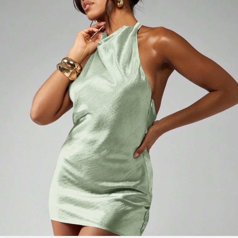 Elegant Green Halter Dress